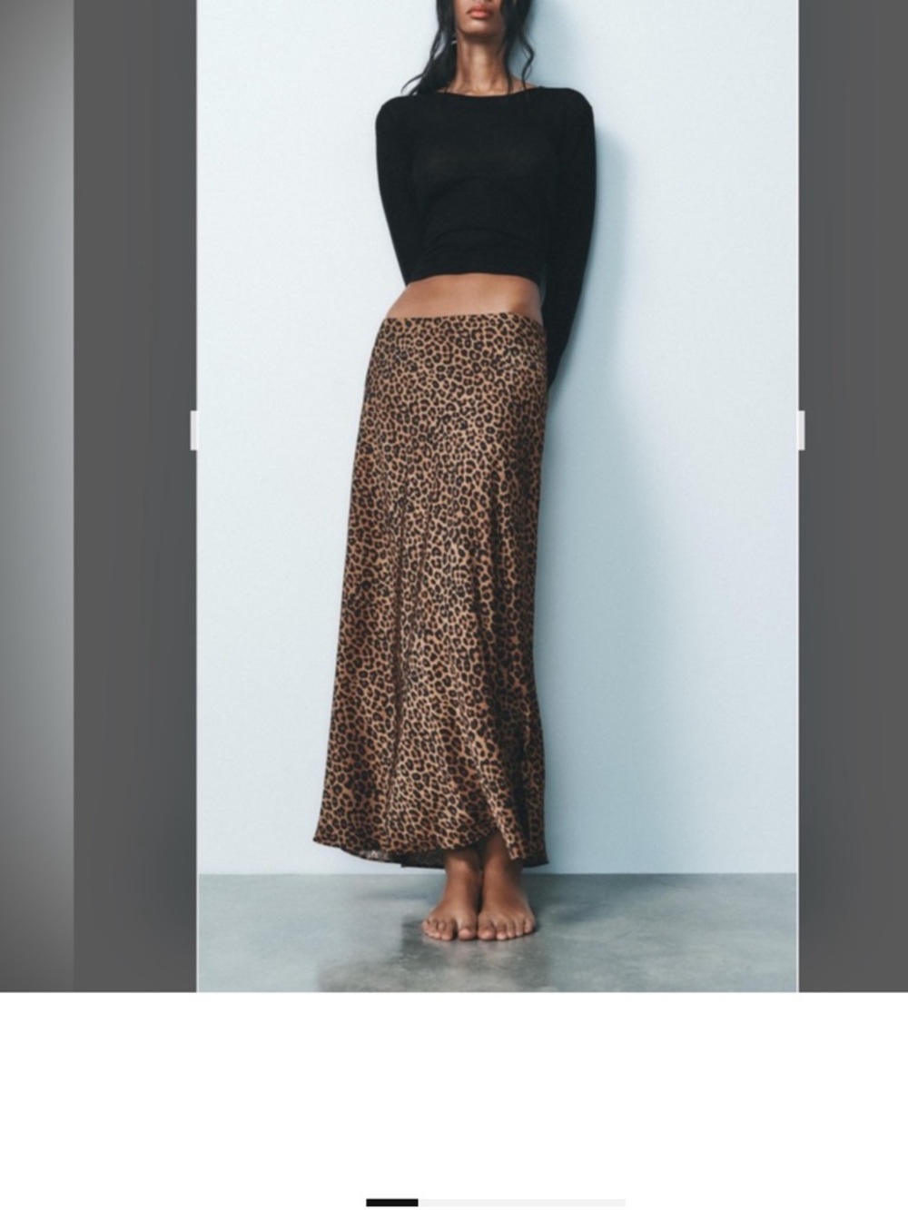 Zara Leopard-Print Satin Midi Skirt in Brown and Black size XL NWT